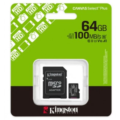Image de Kingston Canvas Select MicroSDXC+Adaptateur 64Go